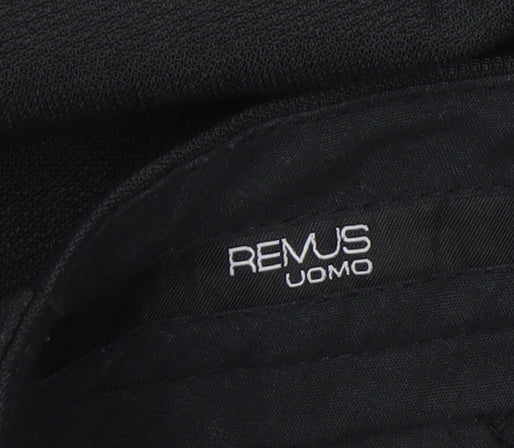Mens UK Size 38L Remus Uomo Regular Fit Dress Pants Black Trousers