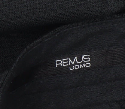 Mens UK Size 38L Remus Uomo Regular Fit Dress Pants Black Trousers