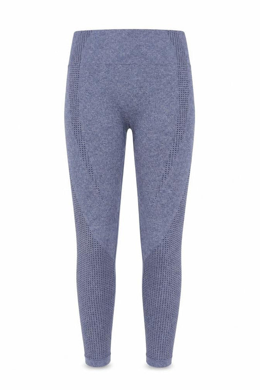 Front view of Dunnes women’s navy seamless leggings m moisture wicking stretch