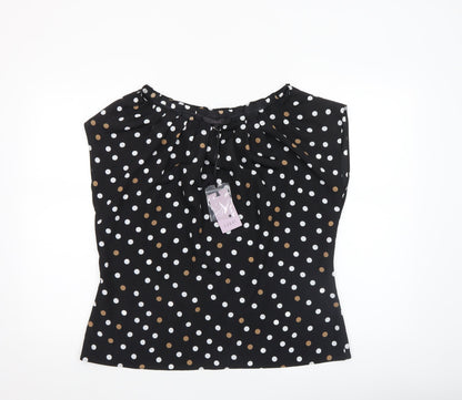 Coast Womens Black Polka Dot Tunic Blouse Size 18 Sleeveless