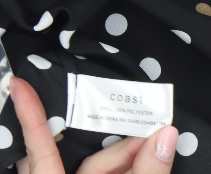 Coast Womens Black Polka Dot Tunic Blouse Size 18 Sleeveless