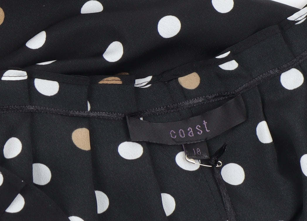 Coast Womens Black Polka Dot Tunic Blouse Size 18 Sleeveless