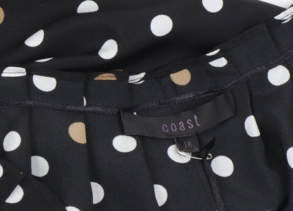 Coast Womens Black Polka Dot Tunic Blouse Size 18 Sleeveless