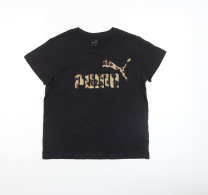Girls UK Size 9-10 Years PUMA Black Basic T-Shirt