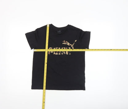 Girls UK Size 9-10 Years PUMA Black Basic T-Shirt
