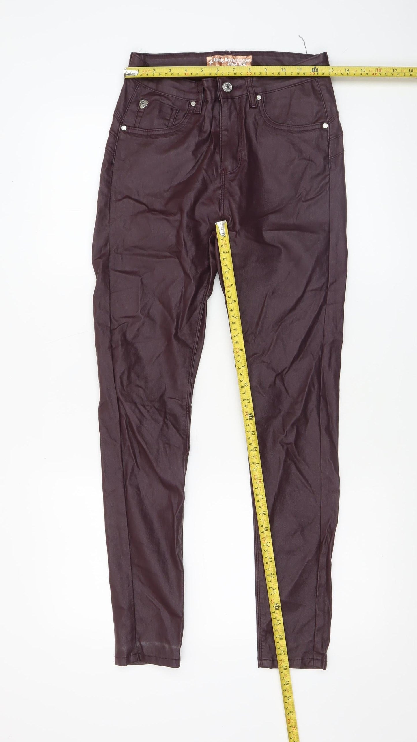 Womens UK Size 10 Rant & Rave Slim Fit Jegging Brown Trousers
