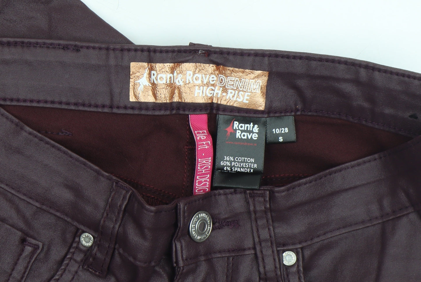Womens UK Size 10 Rant & Rave Slim Fit Jegging Brown Trousers