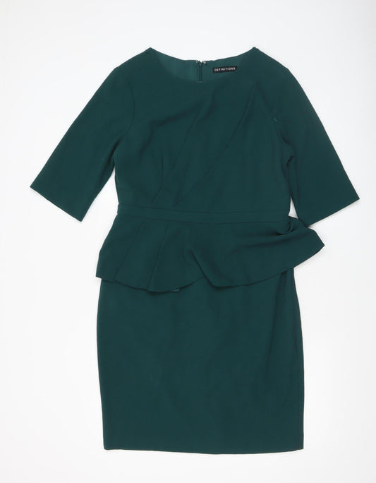 Womens UK Size 14 Definitions Peplum Sheath Dress