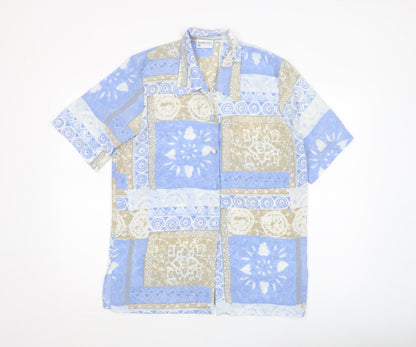 Womens UK Size M Michael Gold Blue Tunic Button-Up