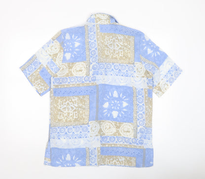 Womens UK Size M Michael Gold Blue Tunic Button-Up