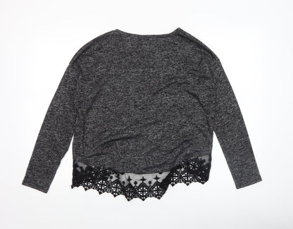 Womens UK Size 10 New Look Grey Tunic Blouse