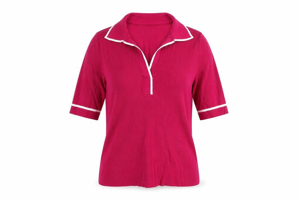 Womens UK Size M Carlisle Collection Pink Basic Polo