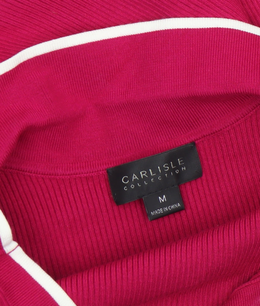 Womens UK Size M Carlisle Collection Pink Basic Polo