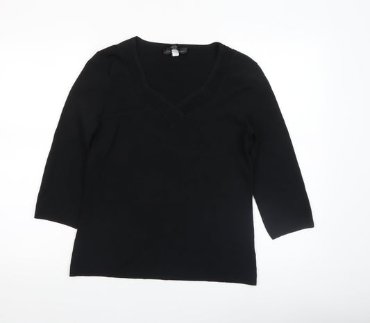 Womens UK Size M Cable & Gauge Black Pullover Jumper