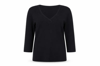 Womens UK Size M Cable & Gauge Black Pullover Jumper