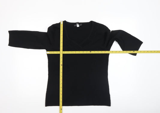Womens UK Size M Cable & Gauge Black Pullover Jumper