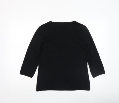Womens UK Size M Cable & Gauge Black Pullover Jumper