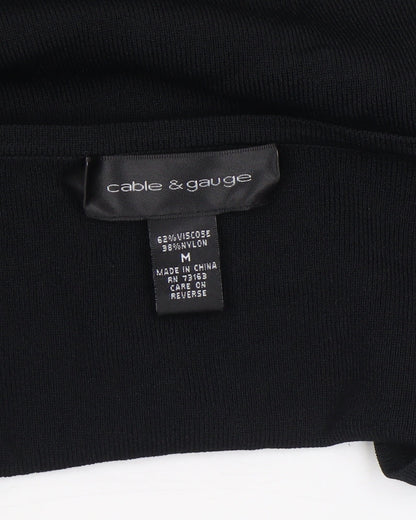 Womens UK Size M Cable & Gauge Black Pullover Jumper