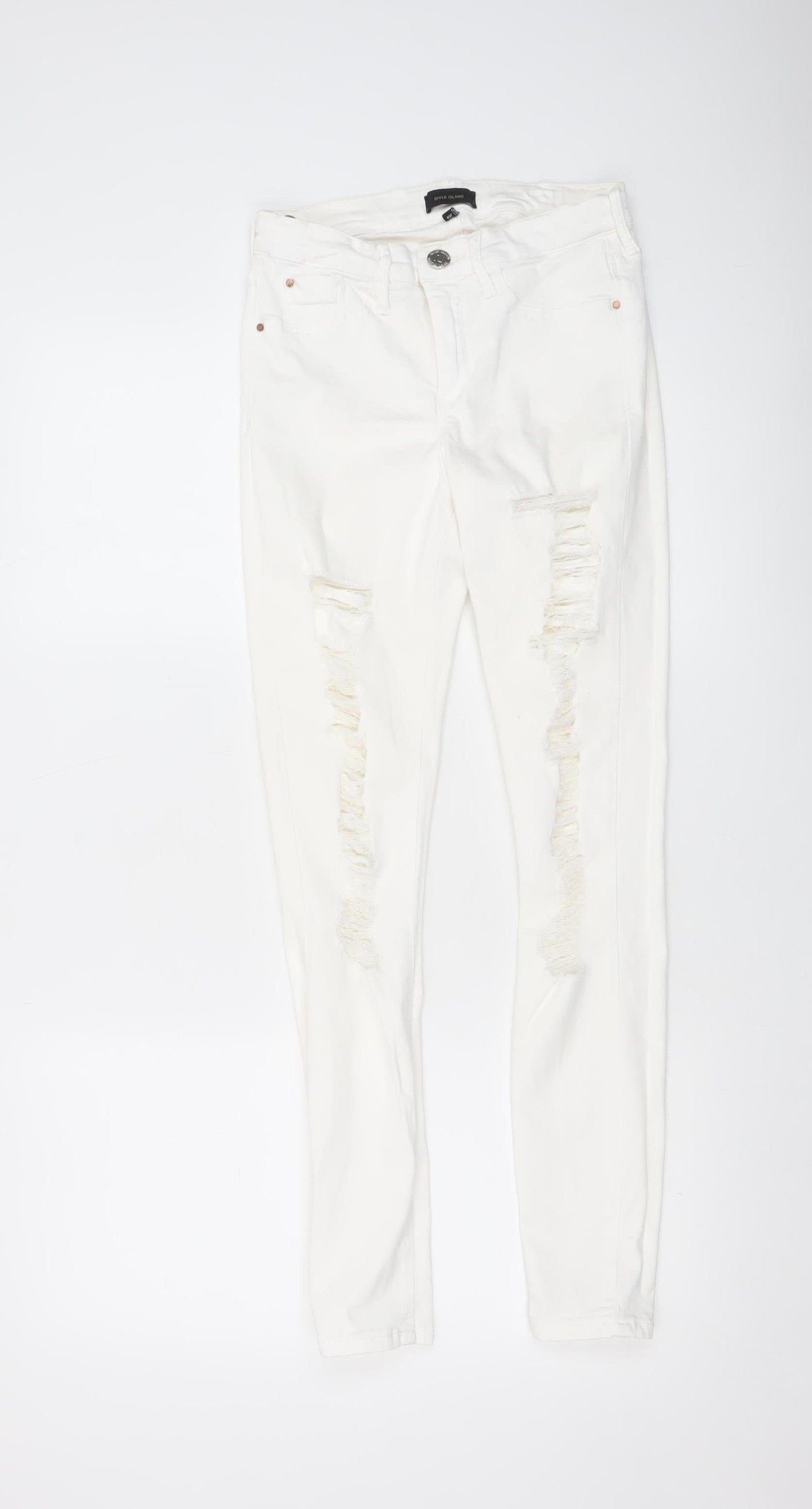 Womens UK Size 10 River Island Slim Fit Skinny White Jeans
