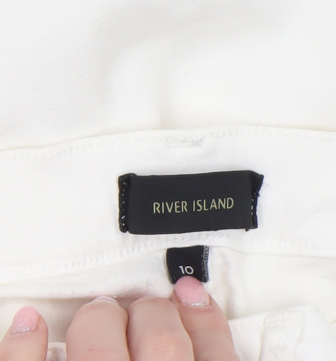 Womens UK Size 10 River Island Slim Fit Skinny White Jeans
