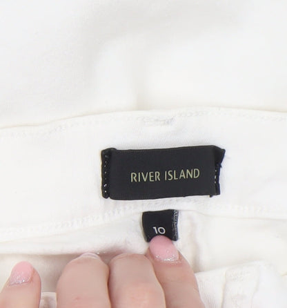 Womens UK Size 10 River Island Slim Fit Skinny White Jeans