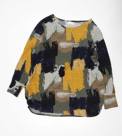 Womens UK Size 14 Apricot Multicoloured Pullover Jumper