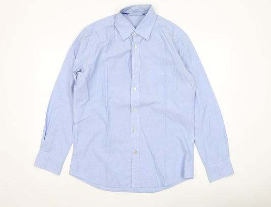 Boden Men's Blue Cotton Long Sleeve Button-Up Shirt M