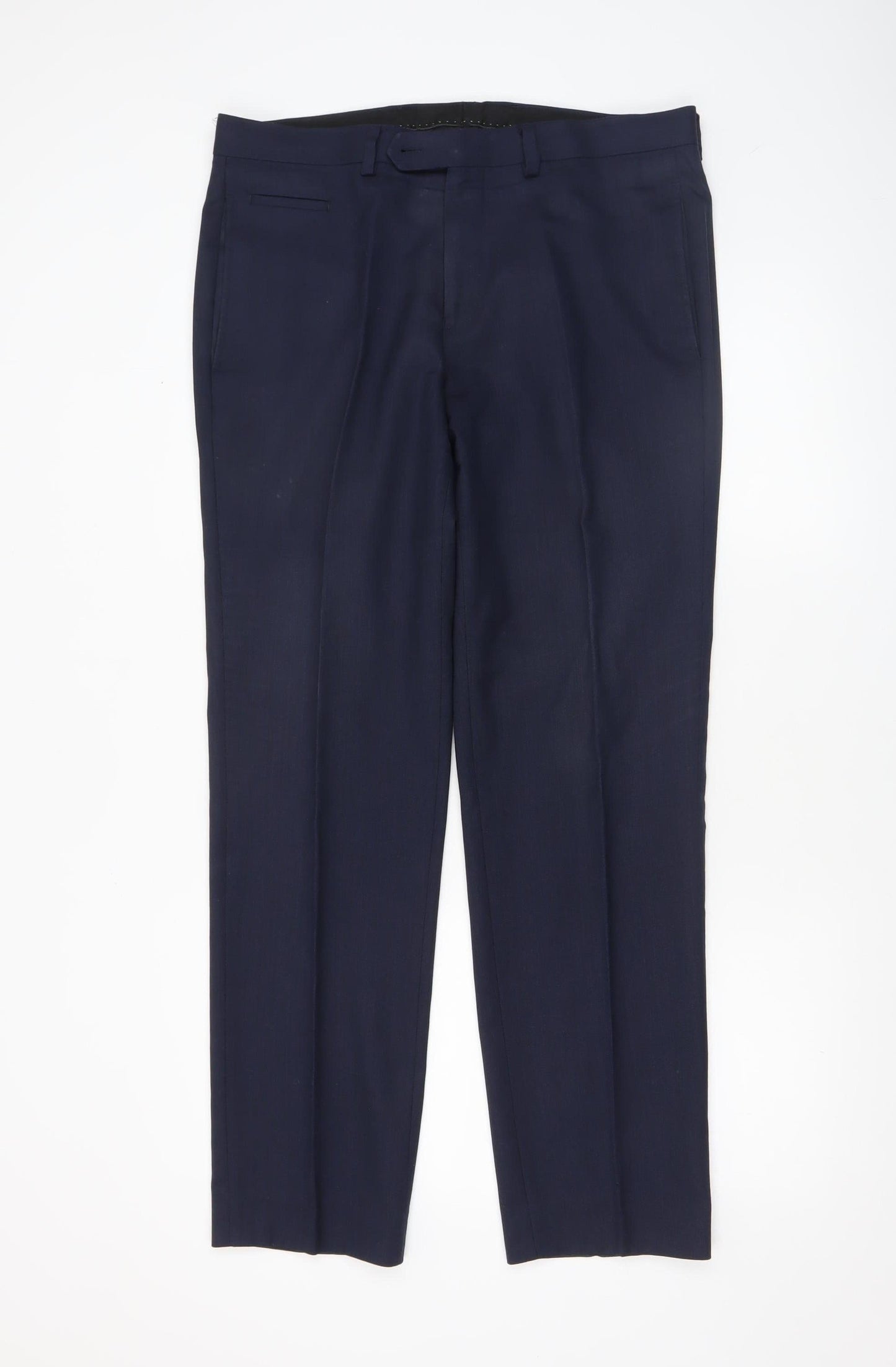 Mens UK Size M Remus Uomo Slim Fit Dress Pants Blue Trousers