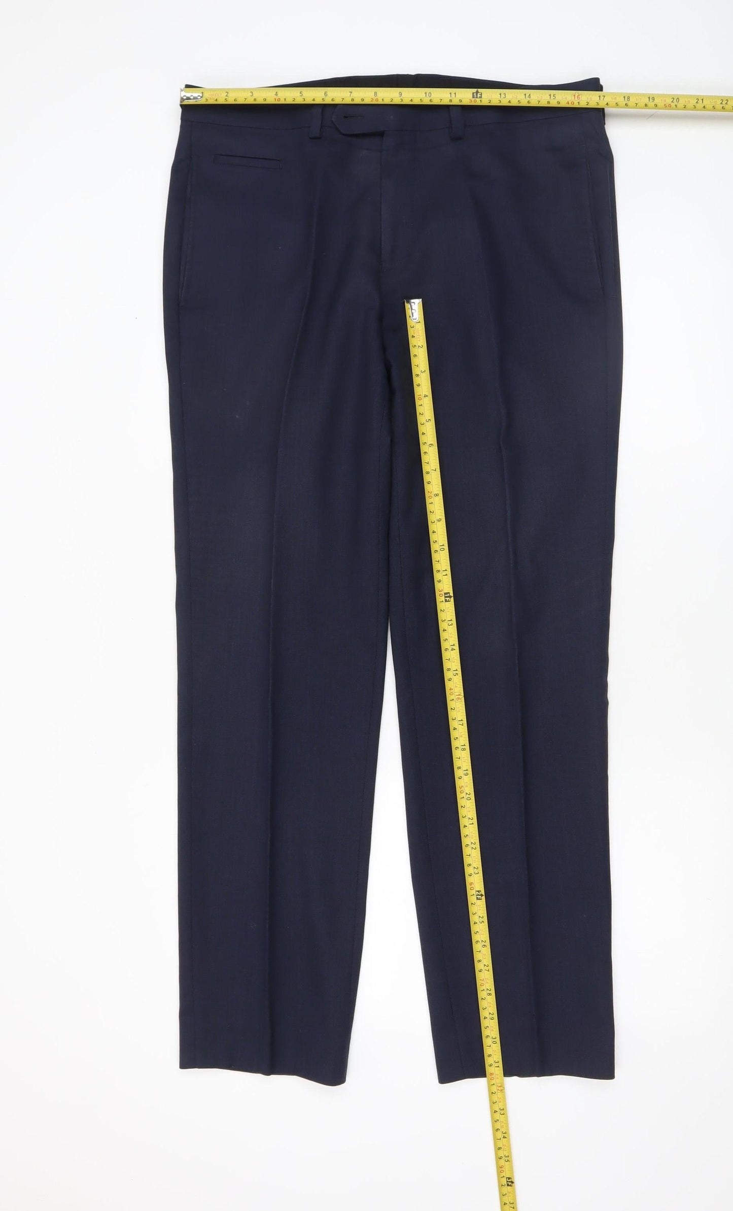Mens UK Size M Remus Uomo Slim Fit Dress Pants Blue Trousers