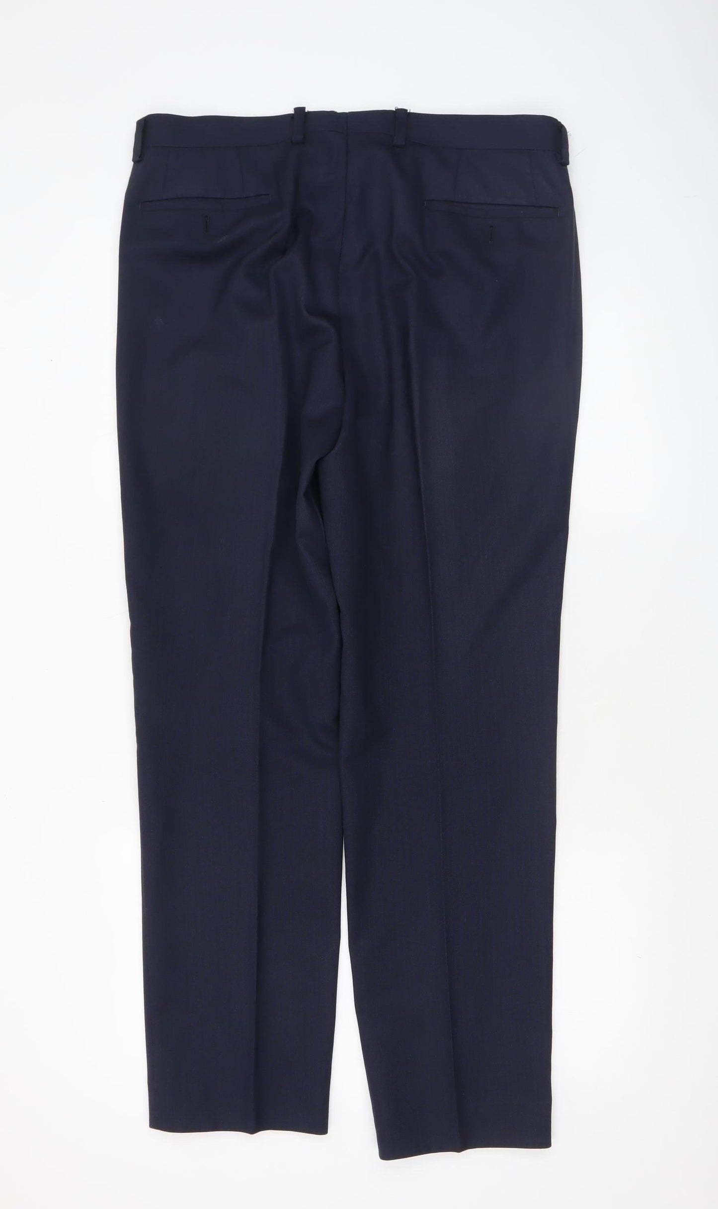 Mens UK Size M Remus Uomo Slim Fit Dress Pants Blue Trousers