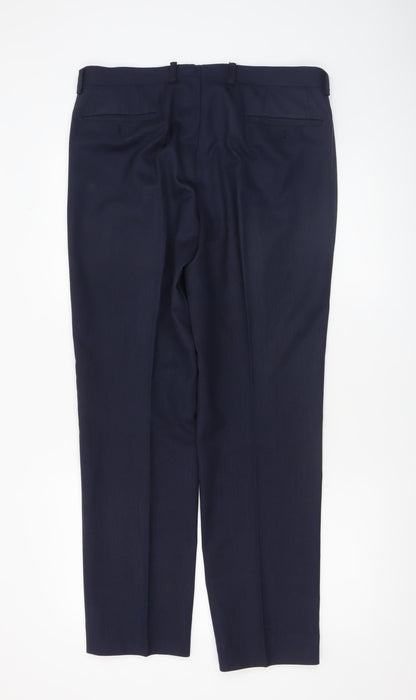 Mens UK Size M Remus Uomo Slim Fit Dress Pants Blue Trousers