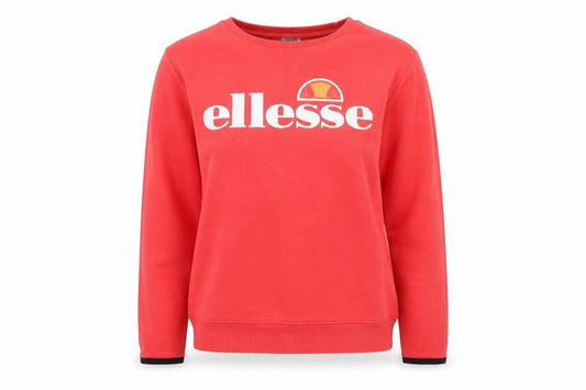 Front view of Ellesse Women Red Crew Neck Pullover Sweatshirt UK 6 Cotton Blend