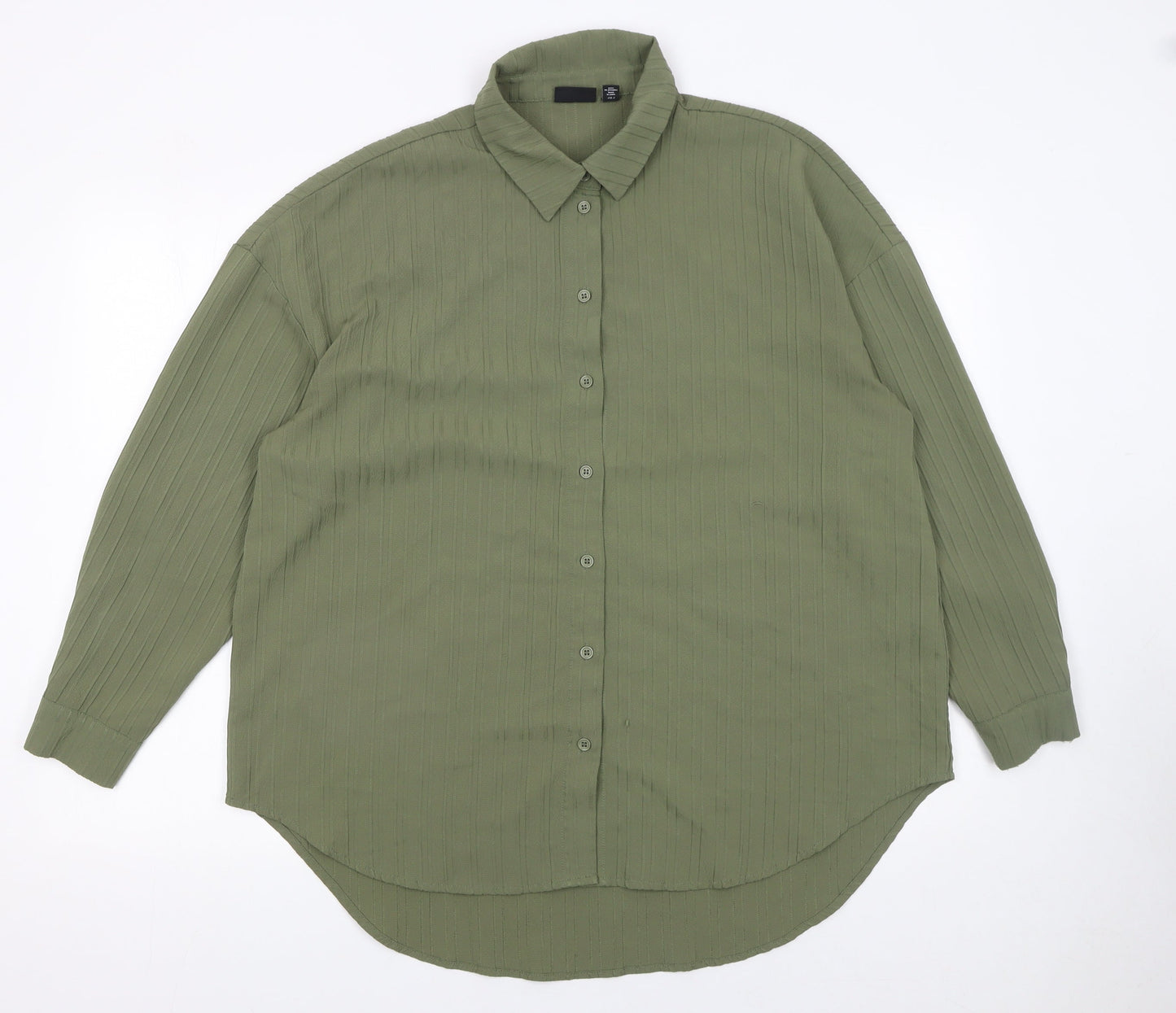 Womens UK Size L Pieces Green Basic Button-Up