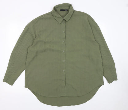 Womens UK Size L Pieces Green Basic Button-Up
