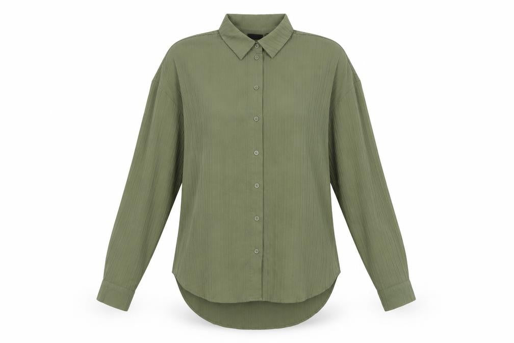 Womens UK Size L Pieces Green Basic Button-Up