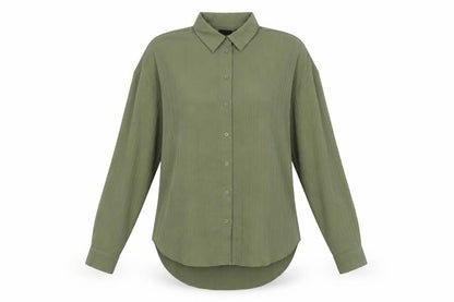 Womens UK Size L Pieces Green Basic Button-Up