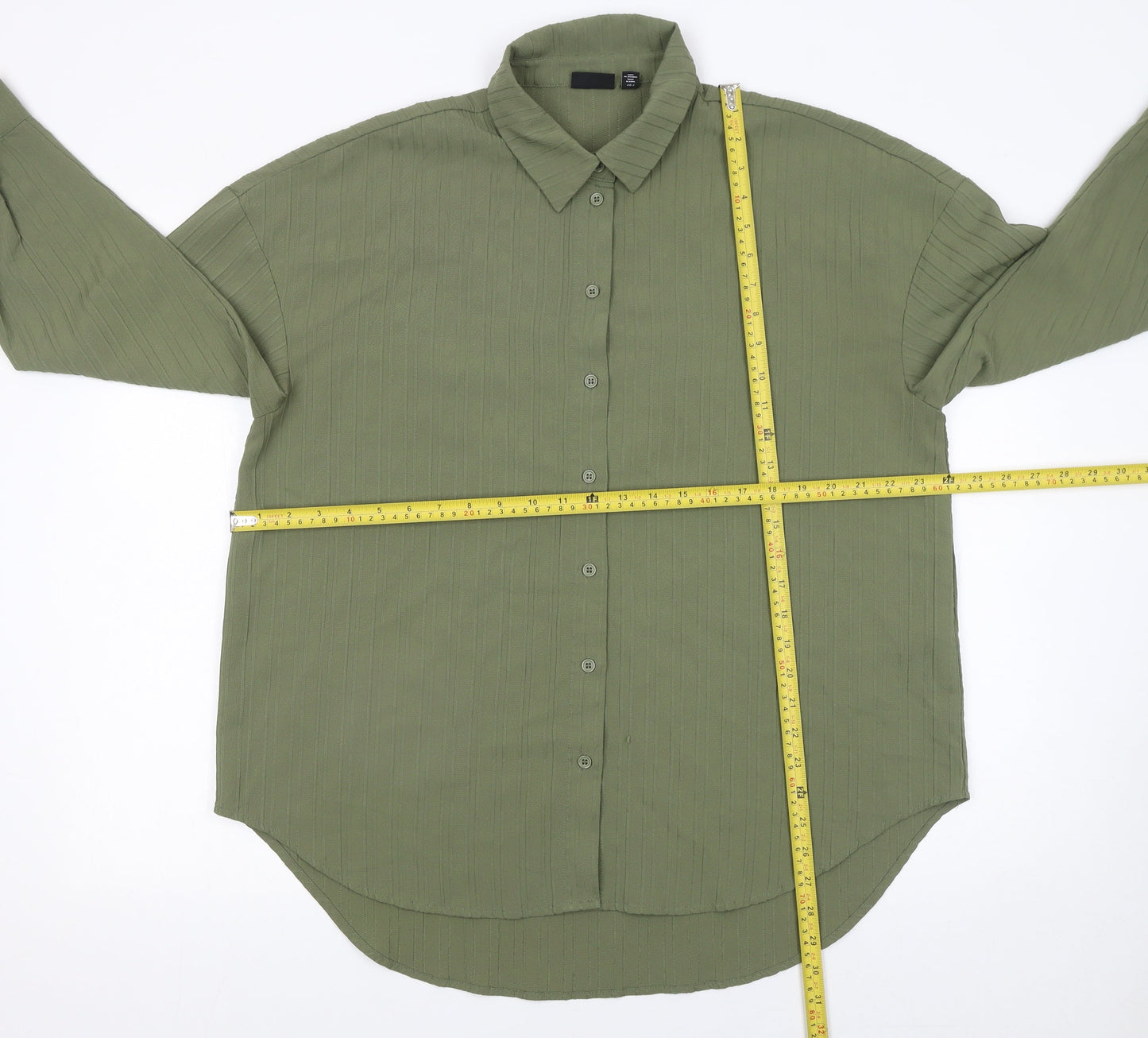 Womens UK Size L Pieces Green Basic Button-Up