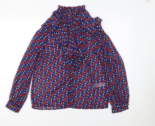 Womens UK Size 10 Savida Multicoloured Ruffle Blouse