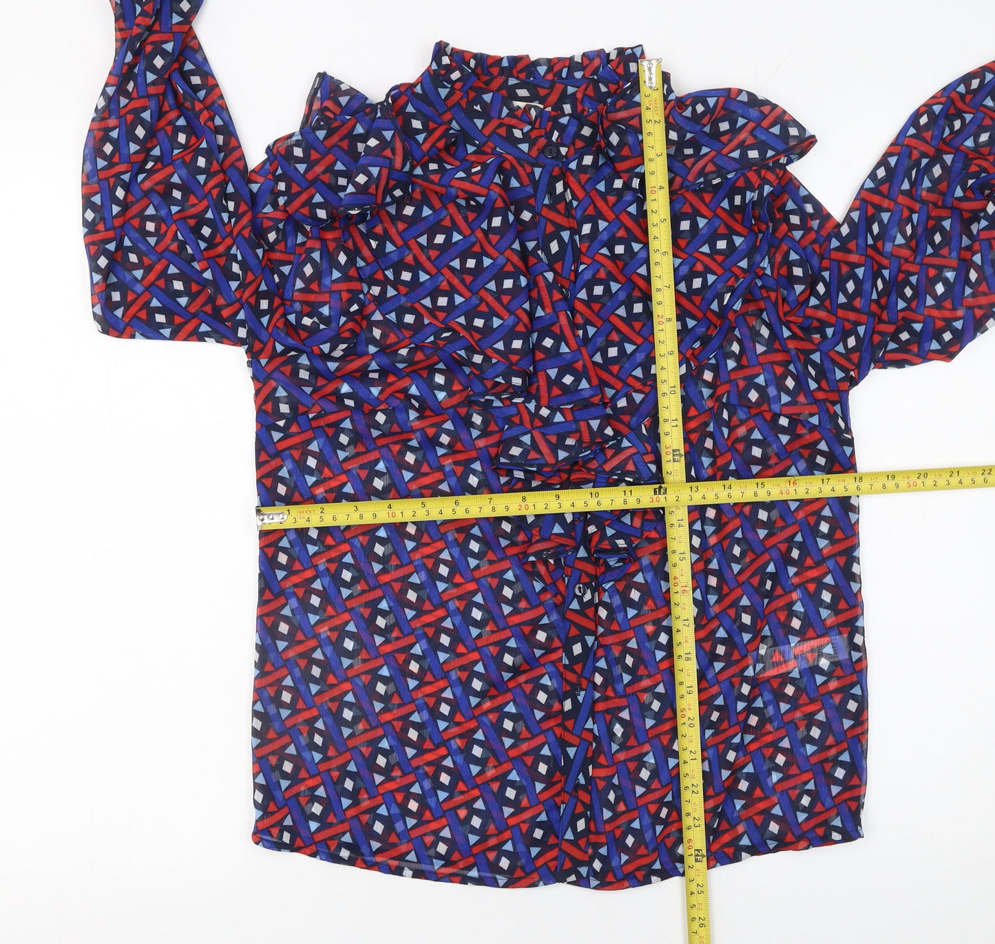 Womens UK Size 10 Savida Multicoloured Ruffle Blouse