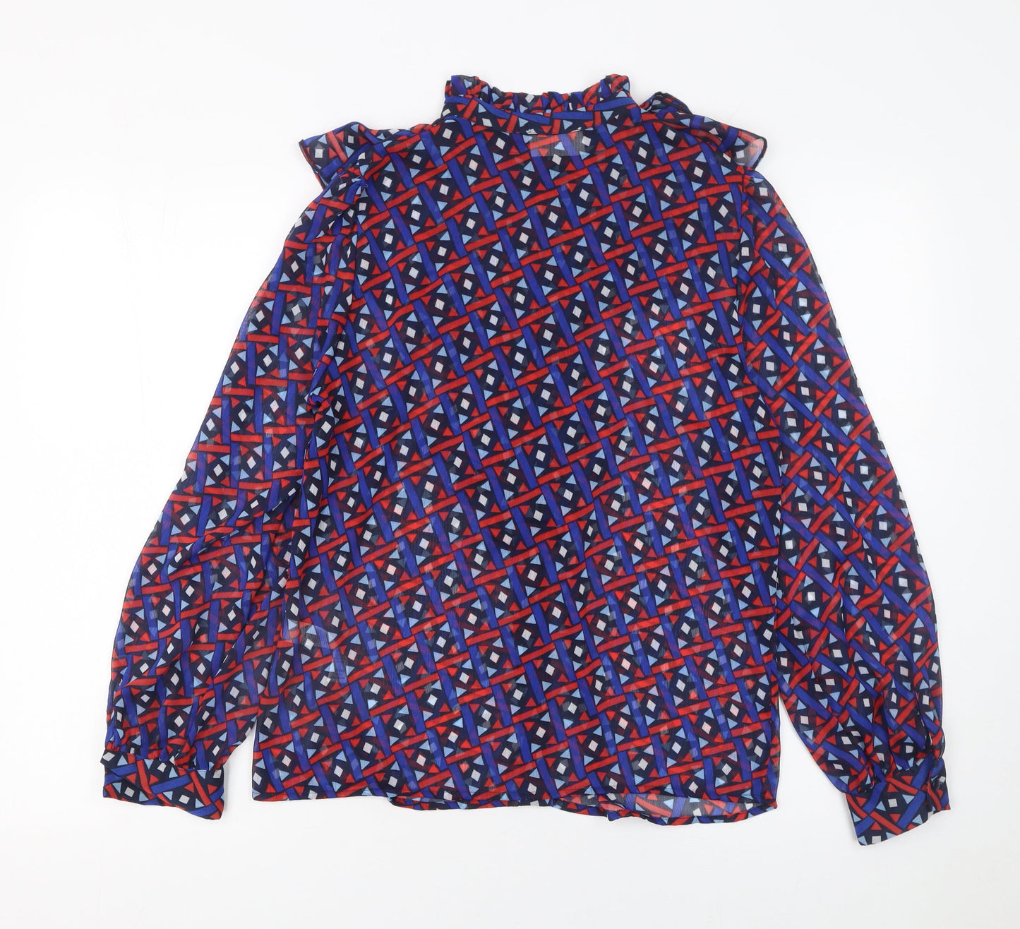 Womens UK Size 10 Savida Multicoloured Ruffle Blouse