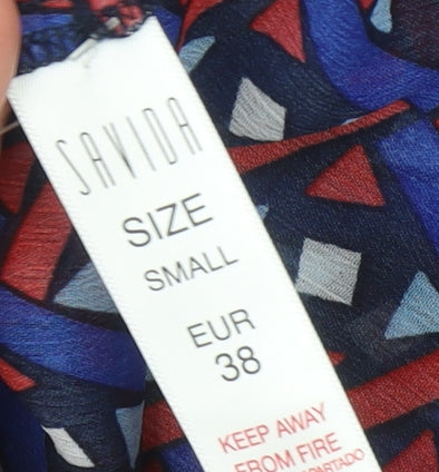 Womens UK Size 10 Savida Multicoloured Ruffle Blouse