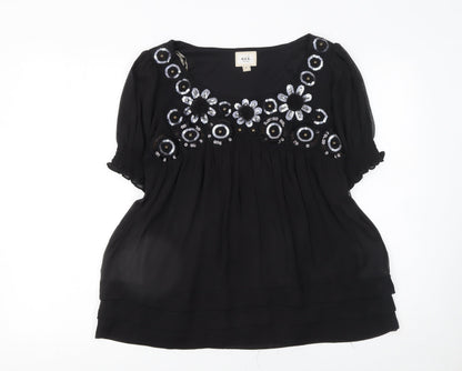 Womens UK Size 10 ECI New York Black Tunic Blouse
