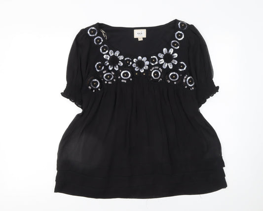 Womens UK Size 10 ECI New York Black Tunic Blouse