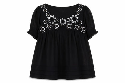 Womens UK Size 10 ECI New York Black Tunic Blouse
