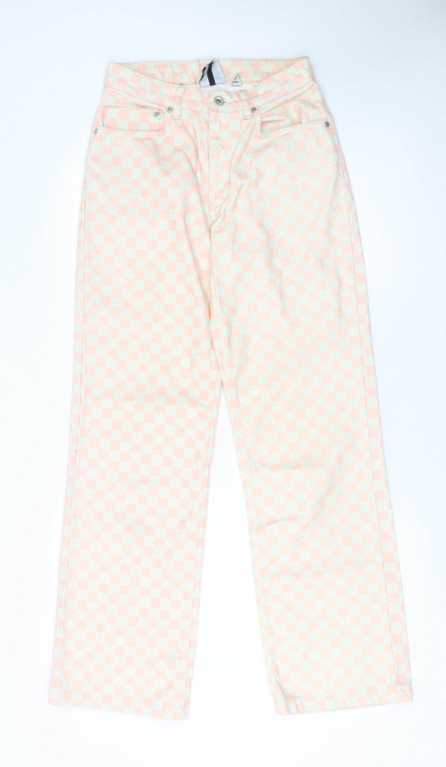 Womens UK Size 26 Ragged Jeans Regular Fit Straight Pink Jeans