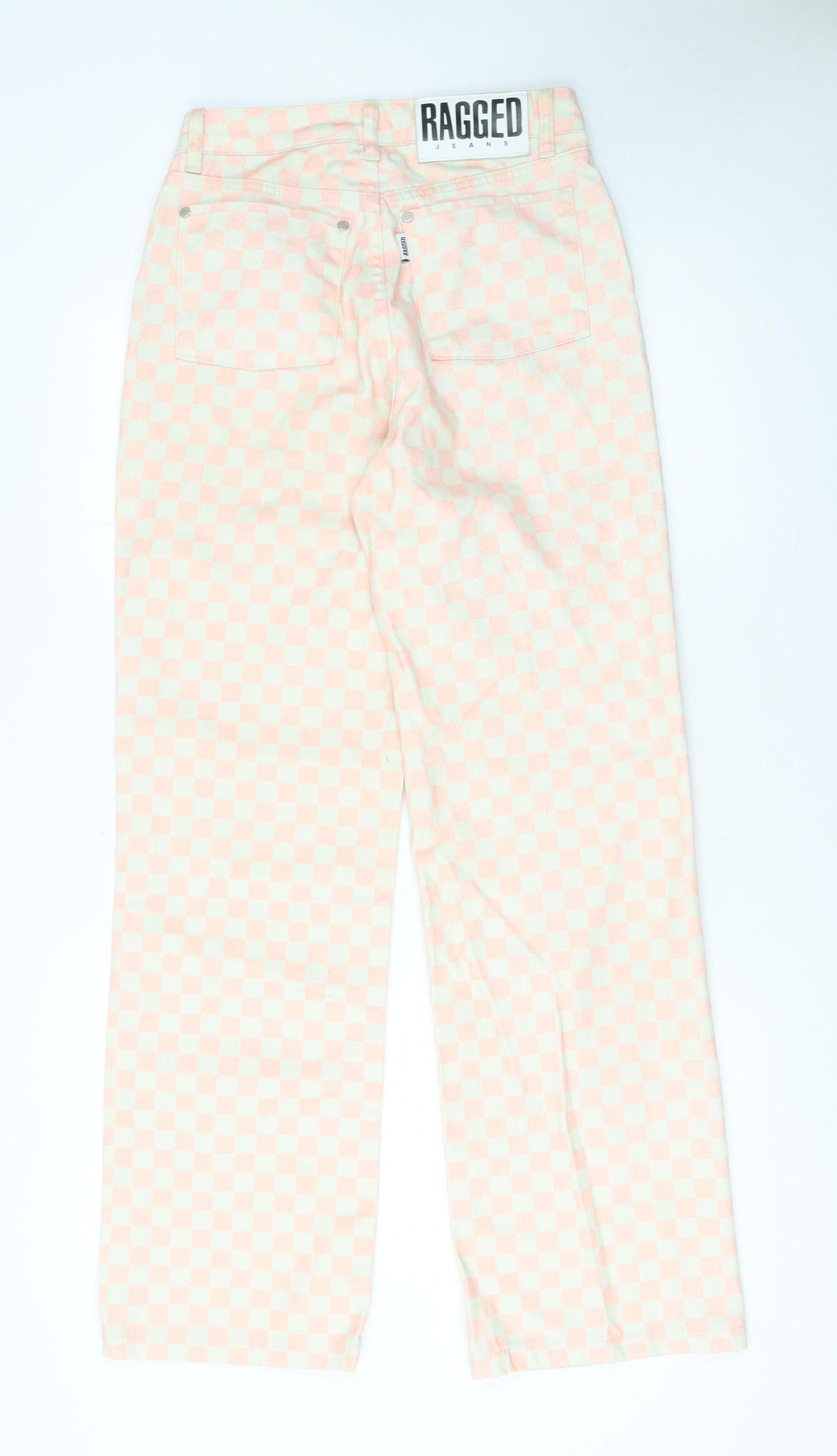 Womens UK Size 26 Ragged Jeans Regular Fit Straight Pink Jeans