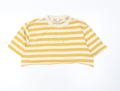 Womens UK Size S GUESS Yellow Cropped T-Shirt