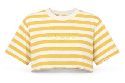 Womens UK Size S GUESS Yellow Cropped T-Shirt