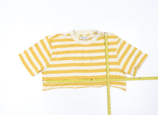 Womens UK Size S GUESS Yellow Cropped T-Shirt