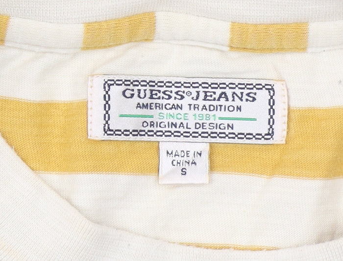 Womens UK Size S GUESS Yellow Cropped T-Shirt